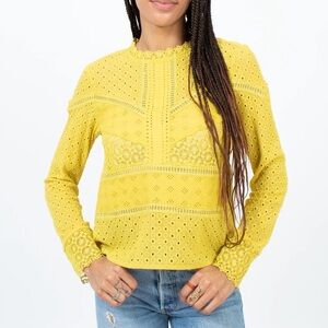 Anthropologie LONG SLEEVE EYELET BLOUSE